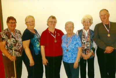 Shuffleboard: left to right - June Ferguson & Bette Tysick(Silver),Jean Smith & Gwen Robertson(Gold) Bernice Butler & Dave Payne(Bronze)